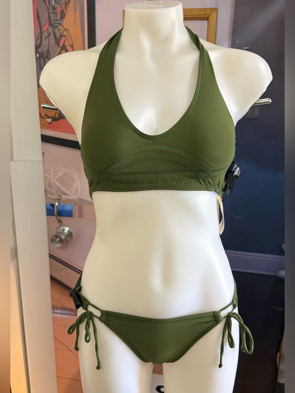 EBW Olive Green Halter Bikini Set - Women Swim
